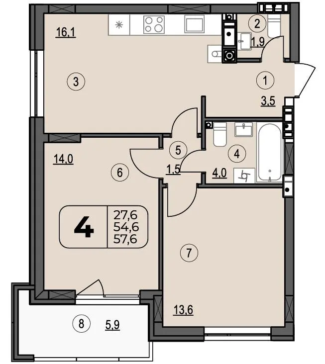 ЖК Центральний Spectrum — 57.6 м²