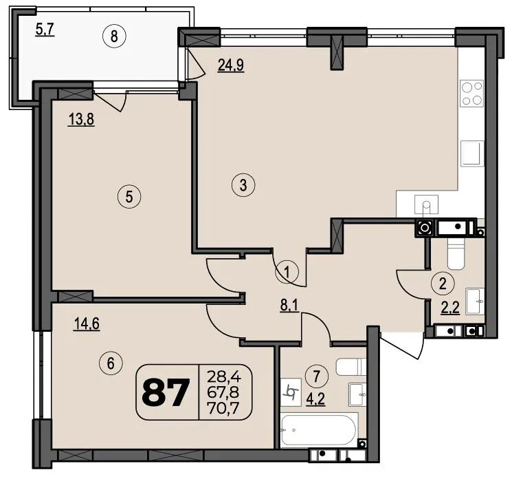 ЖК Центральний Spectrum — 70.7 м²