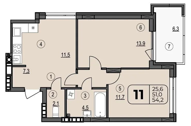 ЖК Центральний Spectrum — 54.2 м²