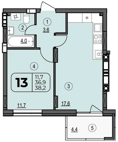 ЖК Центральний Spectrum — 38.2 м²