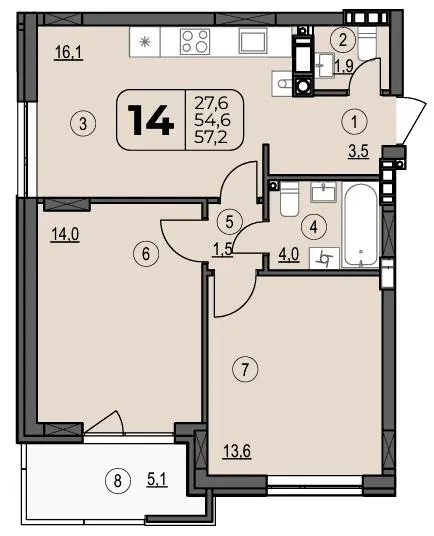 ЖК Центральний Spectrum — 57.2 м²