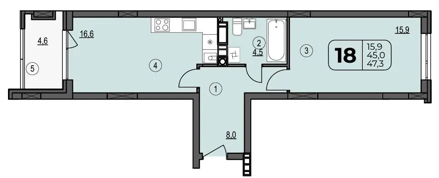 ЖК Центральний Spectrum — 47.3 м²