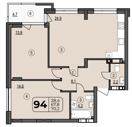 ЖК Центральний Spectrum — 70.2 м²