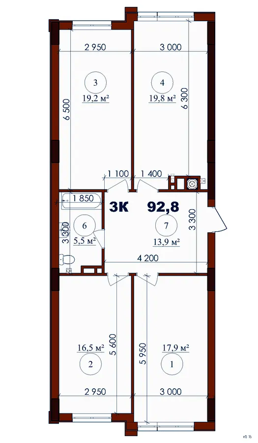 ЖК CRYSTAL III — 92.8 м²