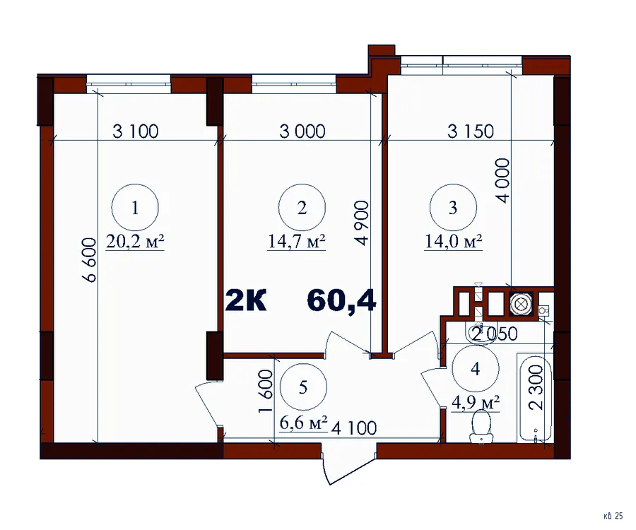 ЖК CRYSTAL III — 60.4 м²