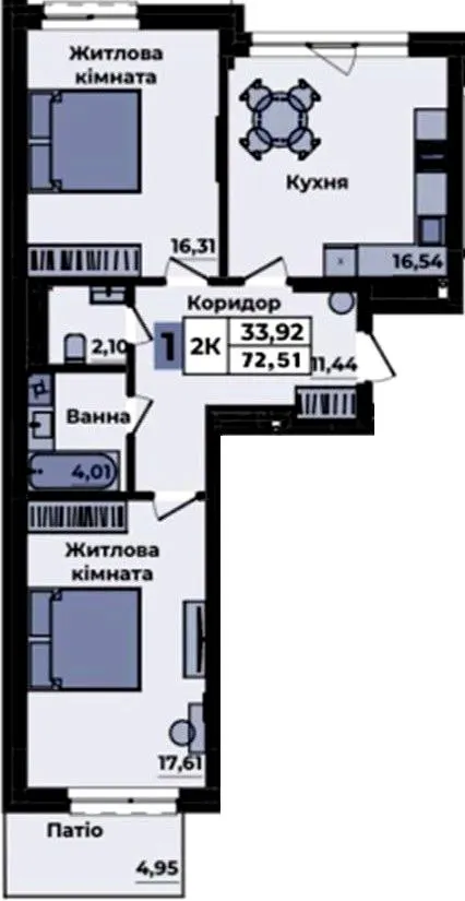 ЖК Sapfire towers — 72.5 м²