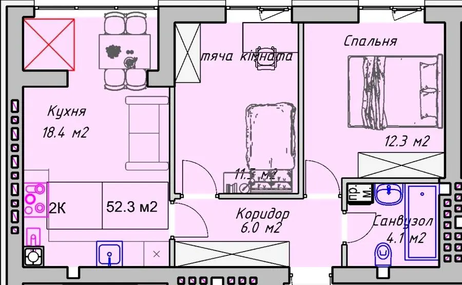 ЖК PANORAMA DE LUXE — 52.3 м²