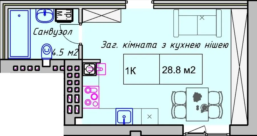 ЖК PANORAMA DE LUXE — 28.8 м²