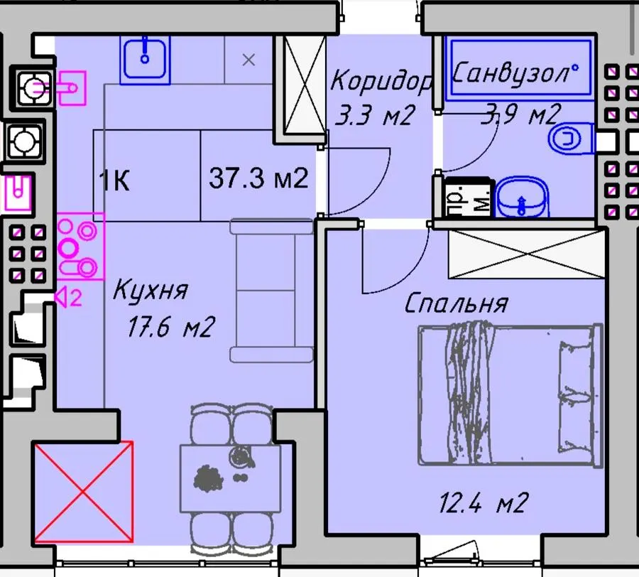 ЖК PANORAMA DE LUXE — 37.3 м²