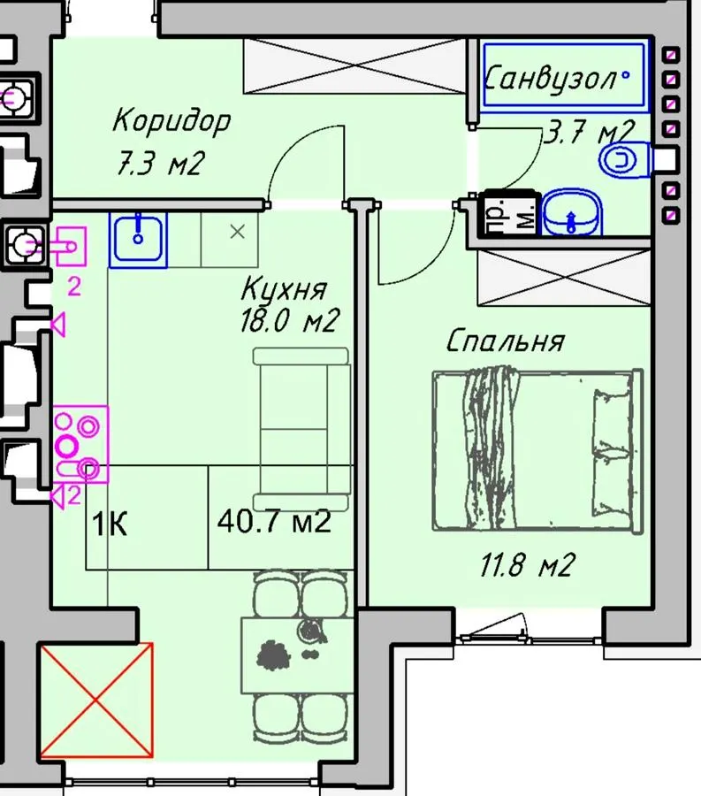 ЖК PANORAMA DE LUXE — 40.7 м²