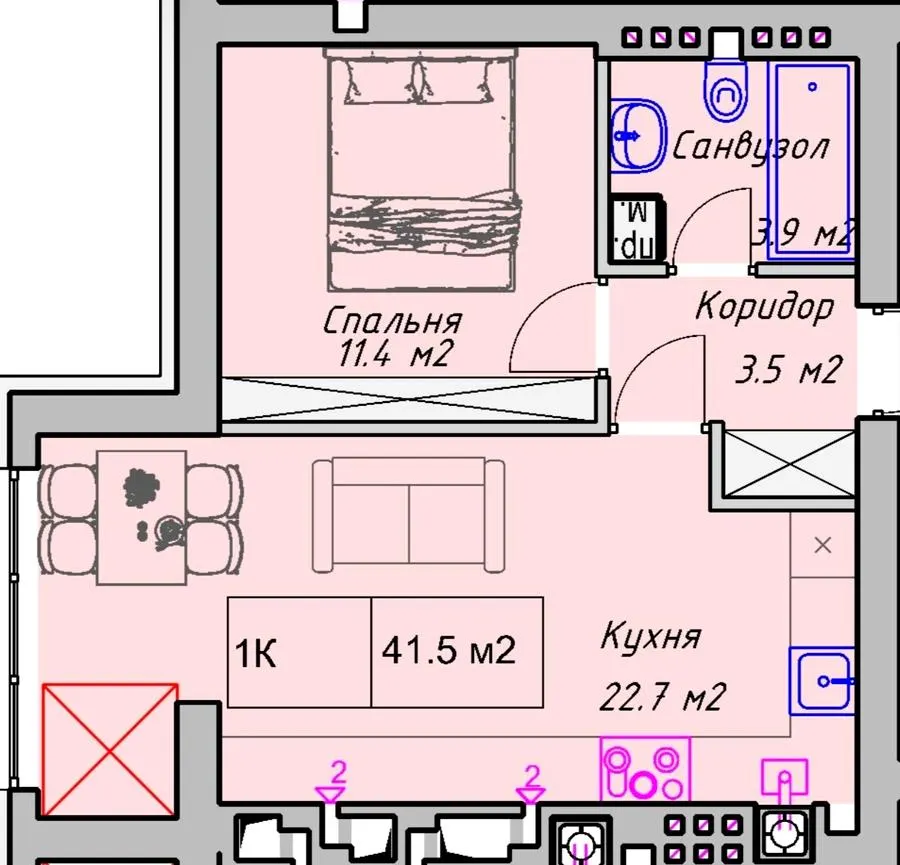 ЖК PANORAMA DE LUXE — 41.5 м²