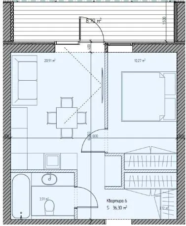 Клубні будинки BB Park — 36.3 м²