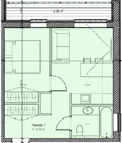 Клубні будинки BB Park — 36.3 м²
