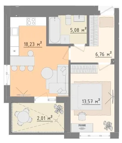 ЖК Morshyn Lagoon — 45.7 м²