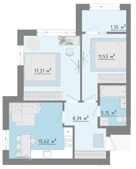 ЖК Morshyn Lagoon — 62.4 м²