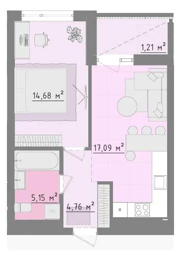 ЖК Morshyn Lagoon — 43.7 м²