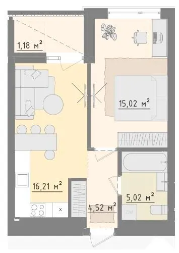 ЖК Morshyn Lagoon — 42.7 м²