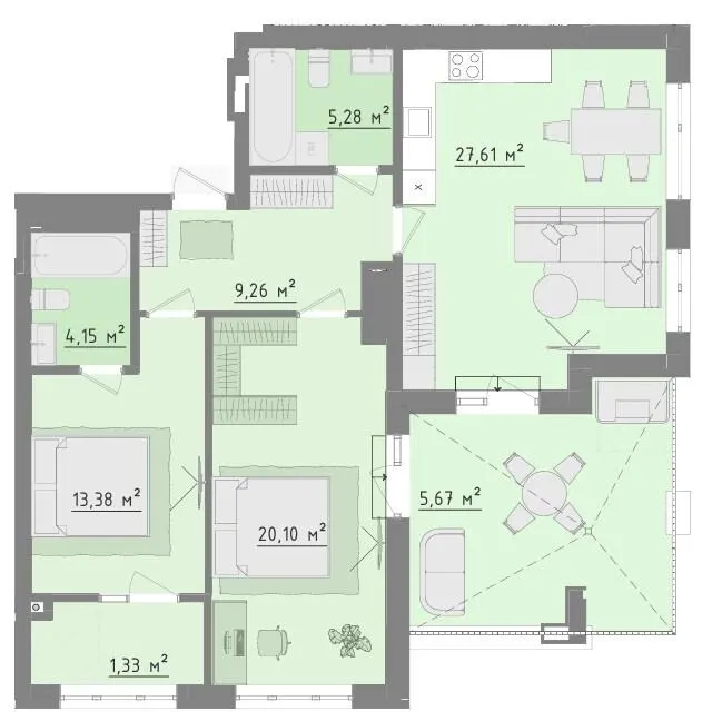 ЖК Morshyn Lagoon — 87.7 м²