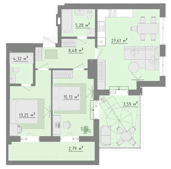 ЖК Morshyn Lagoon — 80.5 м²