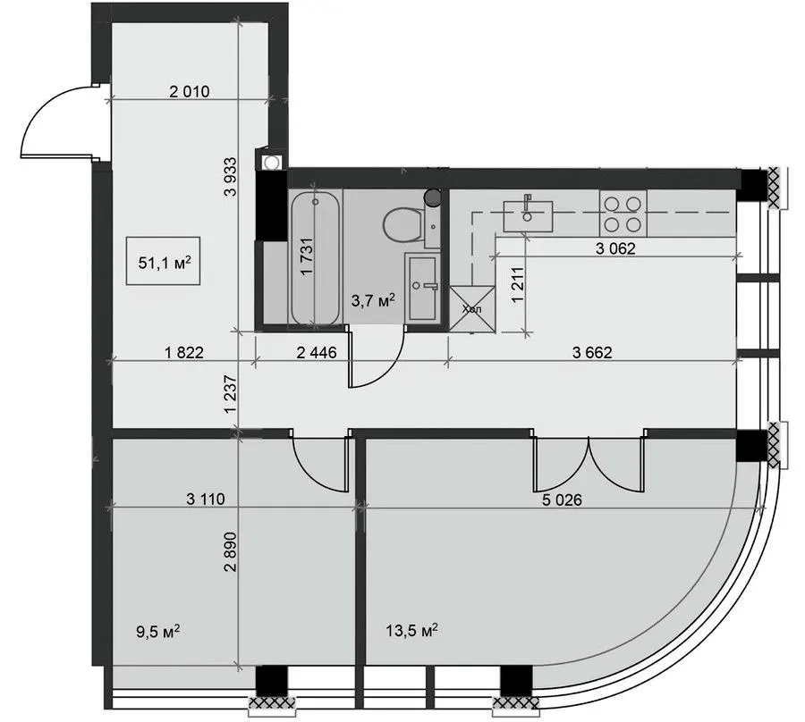 ЖК Благород — 51.1 м²