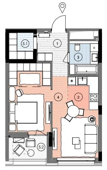 ЖК БИОРИТМ — 55.1 м²