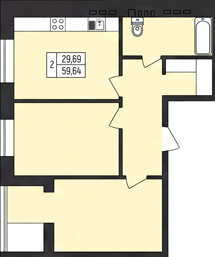 2-кімнатна квартира, 60 м², Старокостянтинів — фото 1