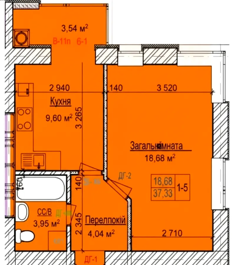 ЖК У-Квартал — 39 м²