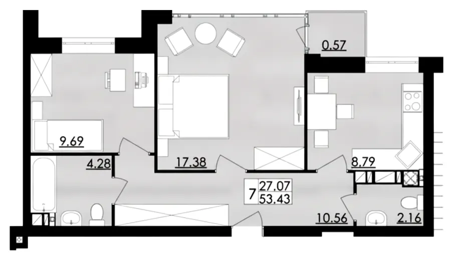 ЖК Comfort City — 53.4 м²