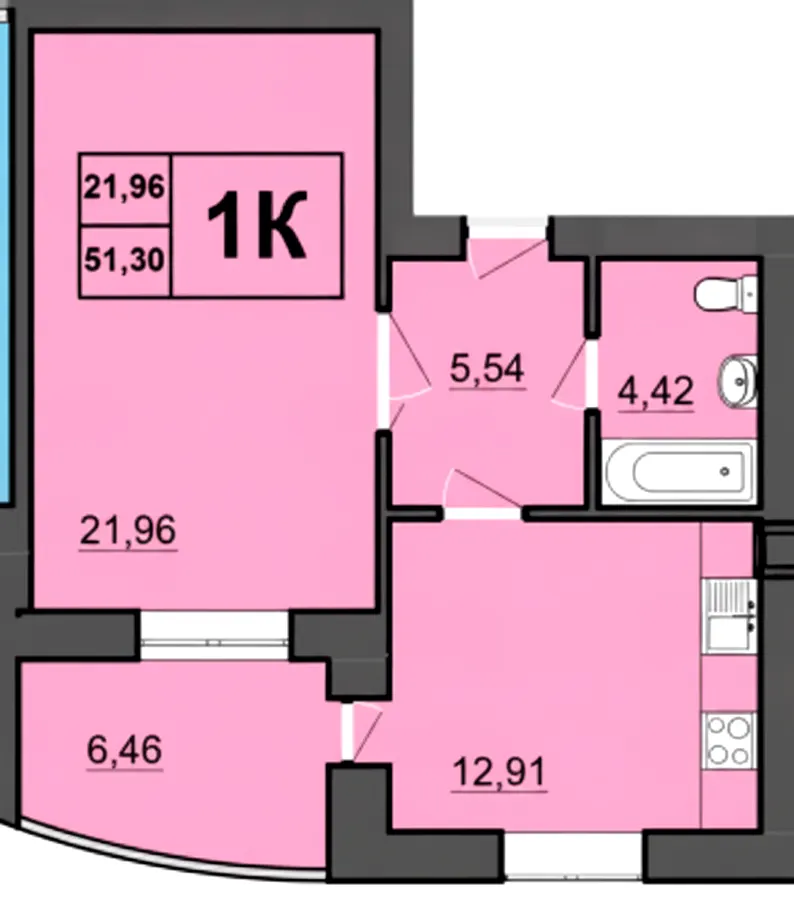 ЖК Europa Haus — 51.3 м²