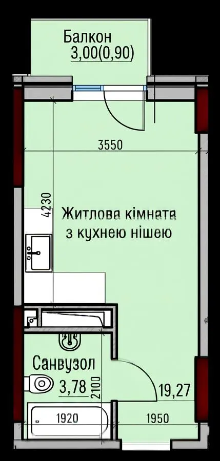 ЖК Prostranstvo на Радісній — 23.5 м²