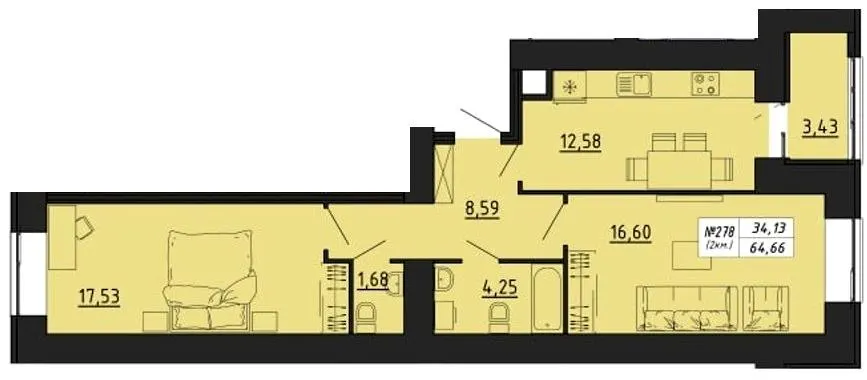 ЖК FREEDOM — 64.7 м²