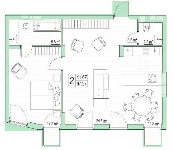 2-комнатная квартира, 68 м², вул. Охотничья, 5-17, Гостомель — фото 1