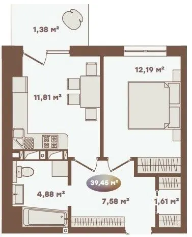 Апарт-комплекс Logos — 39.5 м²