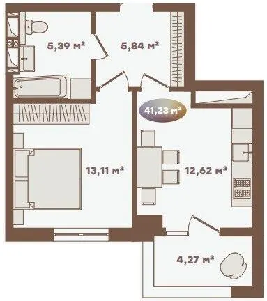 Апарт-комплекс Logos — 41.2 м²