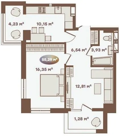 Апарт-комплекс Logos — 55.3 м²