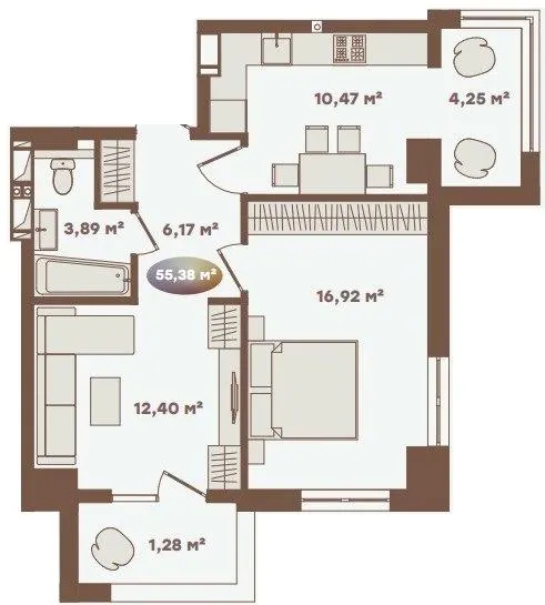Апарт-комплекс Logos — 55.4 м²