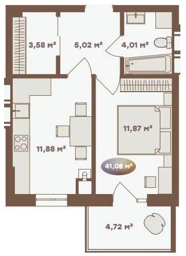 Апарт-комплекс Logos — 41.1 м²