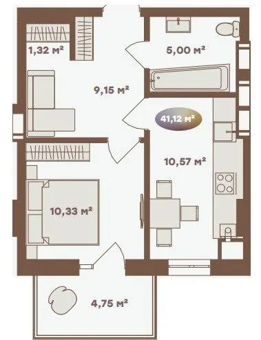Апарт-комплекс Logos — 41.1 м²