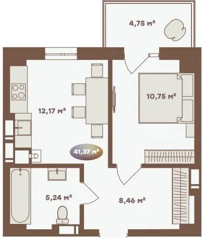 Апарт-комплекс Logos — 41.4 м²