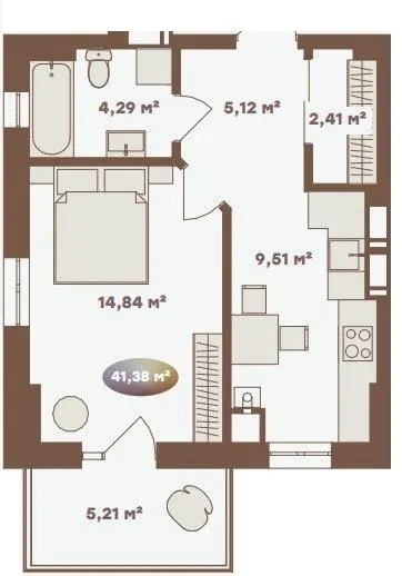 Апарт-комплекс Logos — 41.4 м²