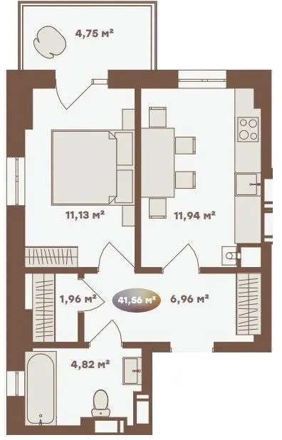 Апарт-комплекс Logos — 41.6 м²