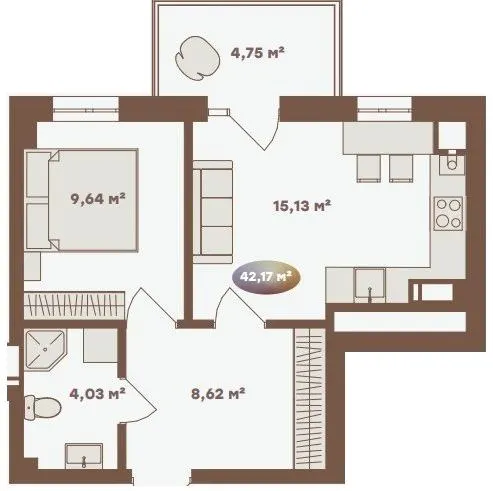 Апарт-комплекс Logos — 42.2 м²