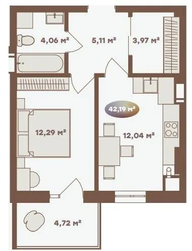 Апарт-комплекс Logos — 42.2 м²