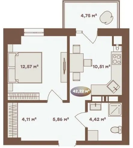 Апарт-комплекс Logos — 42.2 м²