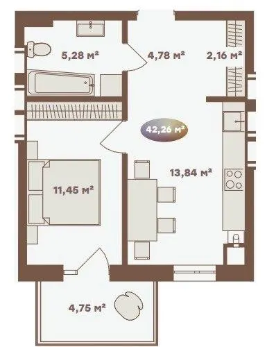 Апарт-комплекс Logos — 42.3 м²