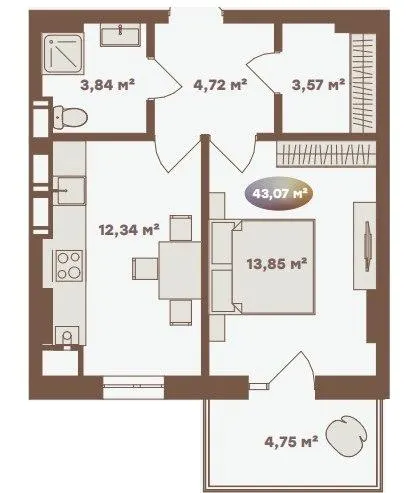 Апарт-комплекс Logos — 43.1 м²