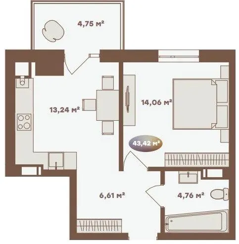 Апарт-комплекс Logos — 43.4 м²