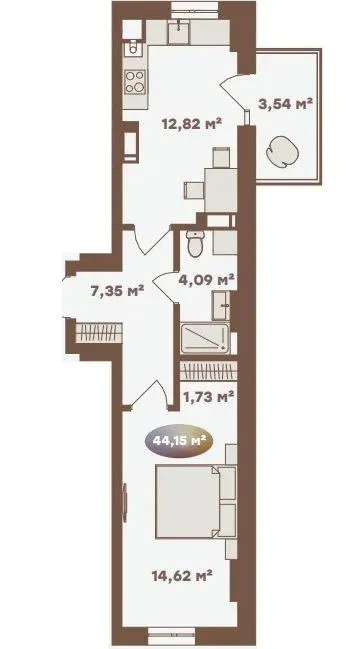 Апарт-комплекс Logos — 44.2 м²