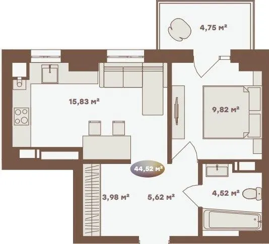 Апарт-комплекс Logos — 44.5 м²