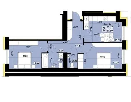 Мікрорайон Академічний — 67.6 м²